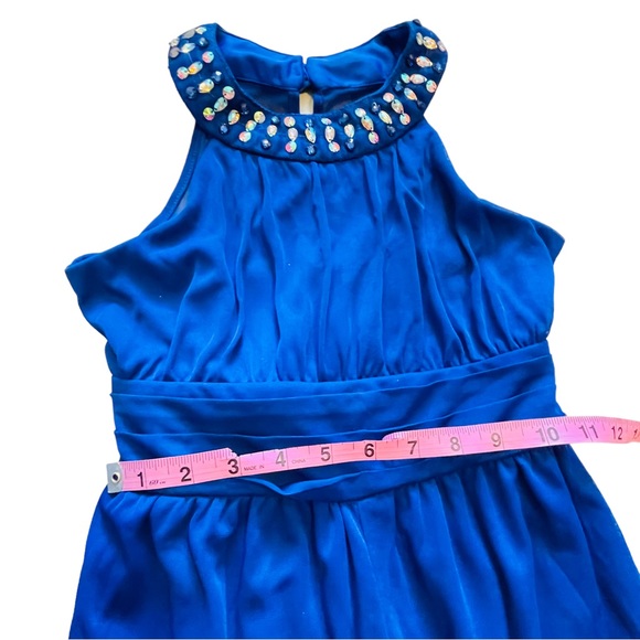 Poppies and Roses Royal Blue Jeweled Collar Jumpsuit - Size 12 - Picture 14 of 16